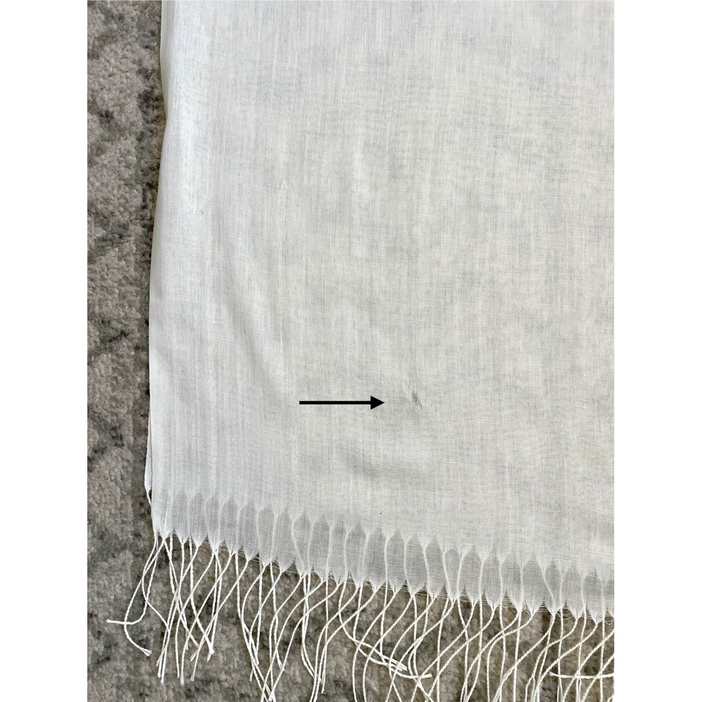 Lot of 2 Soft Scarves / Wraps With Fringe Heavyweight Camel & Ivory Cashmere - Picture 11 of 12